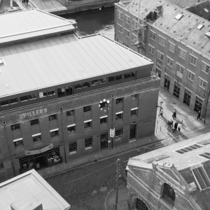 Historic Warehouse District – Aerial View in Monochrome